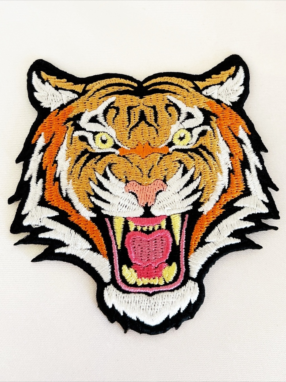 Roaring Tiger Head Patch 3.15 x 3.5 inches Iron On Sew On Embroidery Handbag